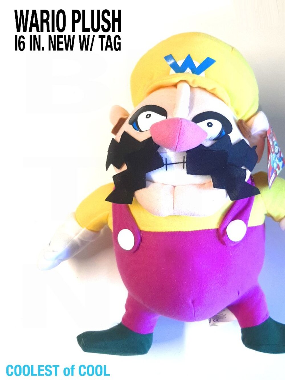 rare WARIO Super Mario 16 inch Plush Toy By Kelly Toy 2003 Nintendo new with tag
